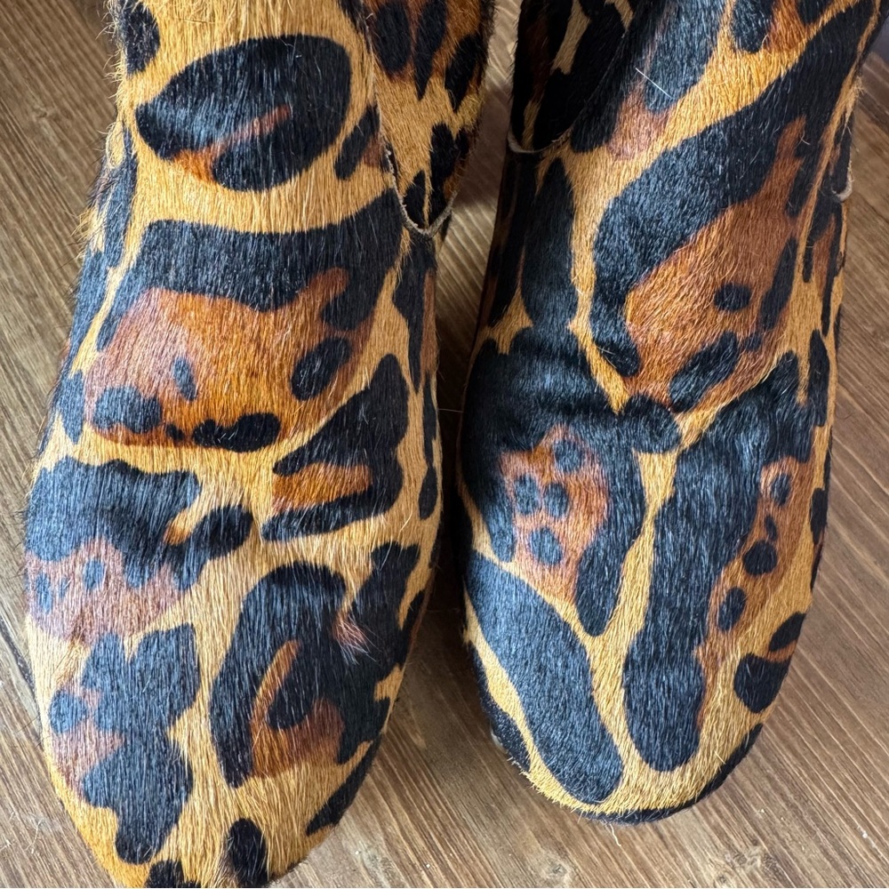 FREE PEOPLE Women's LEOPARD Animal Print Ankle Boots LEATHER Platform Size 36 - Picture 8 of 10